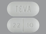Sucralfate: Esto es un Tableta imprimido con TEVA en la parte delantera, 22 10 en la parte posterior, y es fabricado por None.