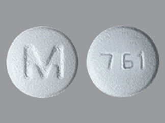 This is a Tablet imprinted with M on the front, 761 on the back.