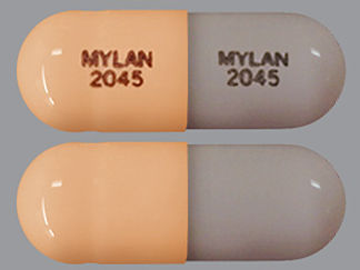 This is a Capsule imprinted with MYLAN  2045 on the front, MYLAN  2045 on the back.