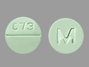 Clozapine: Esto es un Tableta imprimido con C73 en la parte delantera, M en la parte posterior, y es fabricado por None.