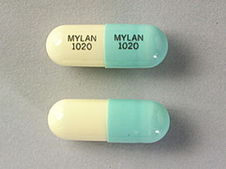 This is a Capsule imprinted with MYLAN  1020 on the front, MYLAN  1020 on the back.
