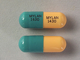 This is a Capsule imprinted with MYLAN  1430 on the front, MYLAN  1430 on the back.