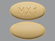 Amlodipine-Valsartan: This is a Tablet imprinted with MX1 on the front, nothing on the back.