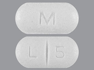 This is a Tablet imprinted with M on the front, L 5 on the back.