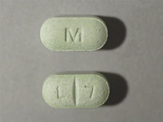 This is a Tablet imprinted with M on the front, L 7 on the back.