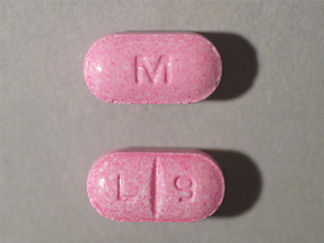 This is a Tablet imprinted with M on the front, L 9 on the back.