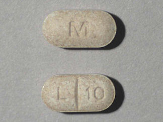 This is a Tablet imprinted with M on the front, L 10 on the back.