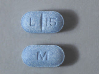 This is a Tablet imprinted with M on the front, L 15 on the back.