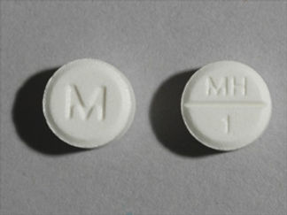 This is a Tablet imprinted with M on the front, MH  1 on the back.