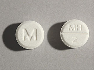 This is a Tablet imprinted with M on the front, MH  2 on the back.