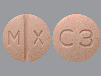 This is a Tablet imprinted with M X on the front, C3 on the back.