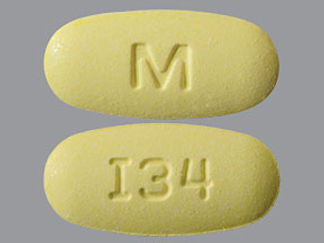 This is a Tablet imprinted with M on the front, I34 on the back.