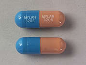 Prazosin Hcl: This is a light blue oblong Capsule imprinted with MYLAN  3205 on the front, MYLAN  3205 on the back, and is manufactured by MYLAN.