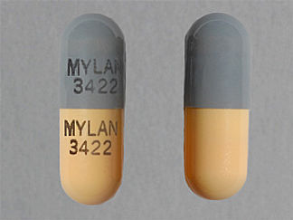 Esto es un Cápsula imprimido con MYLAN  3422 en la parte delantera, MYLAN  3422 en la parte posterior, y es fabricado por None.