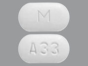 Armodafinil: This is a Tablet imprinted with M on the front, A33 on the back.