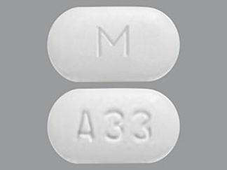 This is a Tablet imprinted with M on the front, A33 on the back.