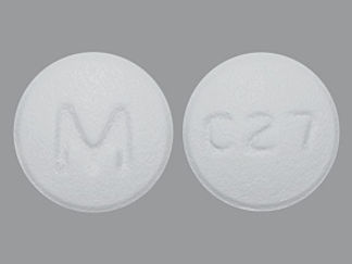 This is a Tablet imprinted with M on the front, C27 on the back.