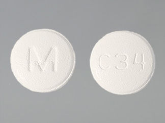 This is a Tablet imprinted with M on the front, C34 on the back.