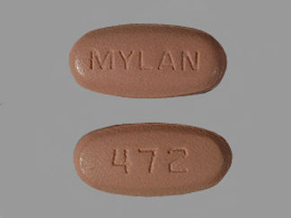 Esto es un Tableta imprimido con MYLAN en la parte delantera, 472 en la parte posterior, y es fabricado por None.