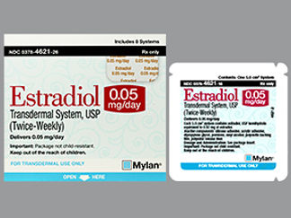 Esto es un Parche Transdérmico Semisemanal imprimido con Estradiol  0.05 mg/day en la parte delantera, nada en la parte posterior, y es fabricado por None.