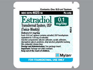 Esto es un Parche Transdérmico Semisemanal imprimido con Estradiol  0.1 mg/day en la parte delantera, nada en la parte posterior, y es fabricado por None.