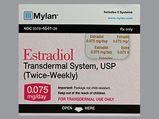 This is a Patch Transdermal Semiweekly imprinted with Estradiol  0.075 mg/day on the front, nothing on the back.