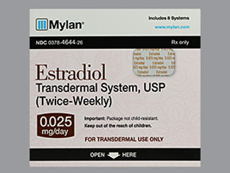 Esto es un Parche Transdérmico Semisemanal imprimido con Estradiol  0.025 mg/day en la parte delantera, nada en la parte posterior, y es fabricado por None.