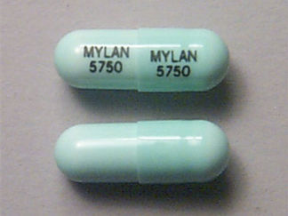 This is a Capsule imprinted with MYLAN  5750 on the front, MYLAN  5750 on the back.