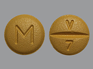 This is a Tablet imprinted with M on the front, V  7 on the back.