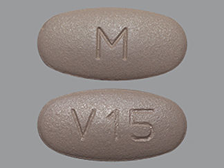 This is a Tablet imprinted with M on the front, V15 on the back.