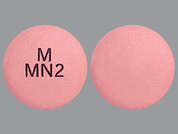 Metformin Hcl Er: This is a pink round Tablet ER 24 Hr imprinted with M  MN2 on the front, nothing on the back, and is manufactured by MYLAN.