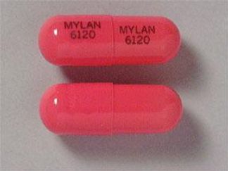 This is a Capsule Er 12 Hr imprinted with MYLAN  6120 on the front, MYLAN  6120 on the back.