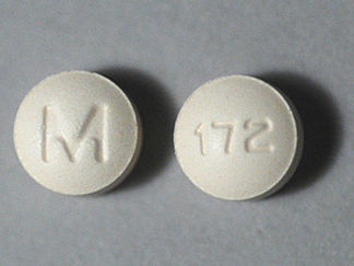 This is a Tablet imprinted with M on the front, 172 on the back.