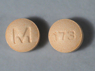 This is a Tablet imprinted with M on the front, 173 on the back.