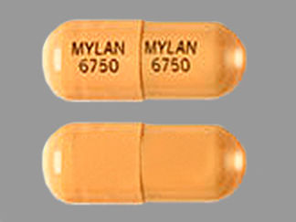This is a Capsule imprinted with MYLAN  6750 on the front, MYLAN  6750 on the back.