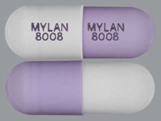 This is a Capsule Dr Sprinkle imprinted with MYLAN  8008 on the front, MYLAN  8008 on the back.