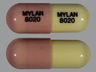 This is a Capsule imprinted with MYLAN  8020 on the front, MYLAN  8020 on the back.