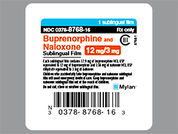 Buprenorphine-Naloxone: This is a Film Medicated imprinted with B12/N on the front, nothing on the back.