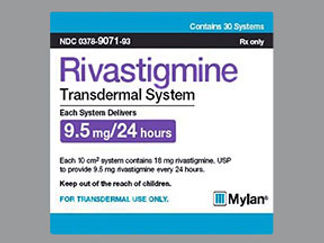 This is a Patch Transdermal 24 Hours imprinted with Rivastigmine 9.5 mg/24 hours on the front, nothing on the back.