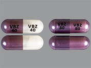 Ingrezza Initiation Pack: This is a Capsule Dose Pack imprinted with VBZ  40 or VBZ  80 on the front, VBZ  40 or VBZ  80 on the back.