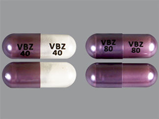 This is a Capsule Dose Pack imprinted with VBZ  40 or VBZ  80 on the front, VBZ  40 or VBZ  80 on the back.
