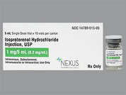 Isoproterenol Hcl: This is a Vial imprinted with nothing on the front, nothing on the back, and is manufactured by NEXUS PHARMACEU.