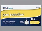 Trueplus Pen Needle: This is a Needle Disposable imprinted with nothing on the front, nothing on the back.
