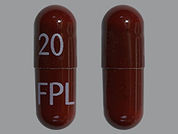This is a Capsule imprinted with 20 on the front, FPL on the back.