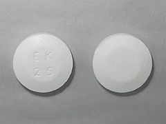 This is a Tablet Effervescent imprinted with EK  25 on the front, nothing on the back.