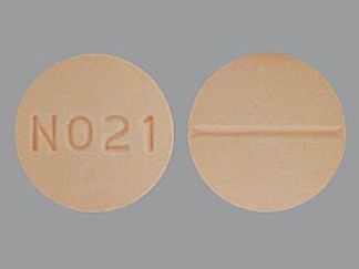 This is a Tablet imprinted with N021 on the front, nothing on the back.