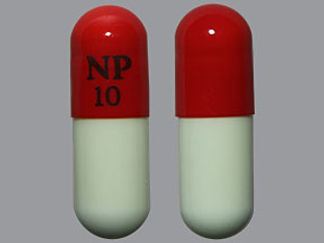 This is a Capsule imprinted with NP  10 on the front, nothing on the back.