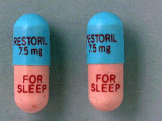 Esto es un Cápsula imprimido con RESTORIL  7.5 mg RESTORIL  7.5 mg en la parte delantera, FOR  SLEEP M en la parte posterior, y es fabricado por None.