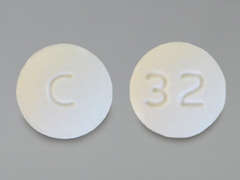 This is a white round Tablet imprinted with C on the front, 32 on the back, and is manufactured by NORTHSTAR RX LL.