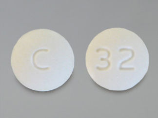 This is a Tablet imprinted with C on the front, 32 on the back.